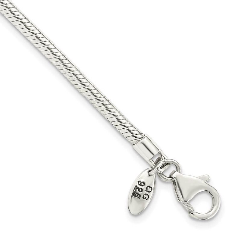 Sterling Silver 3mm Snake Chain Starter Bead Bracelet, 8.5 Inch